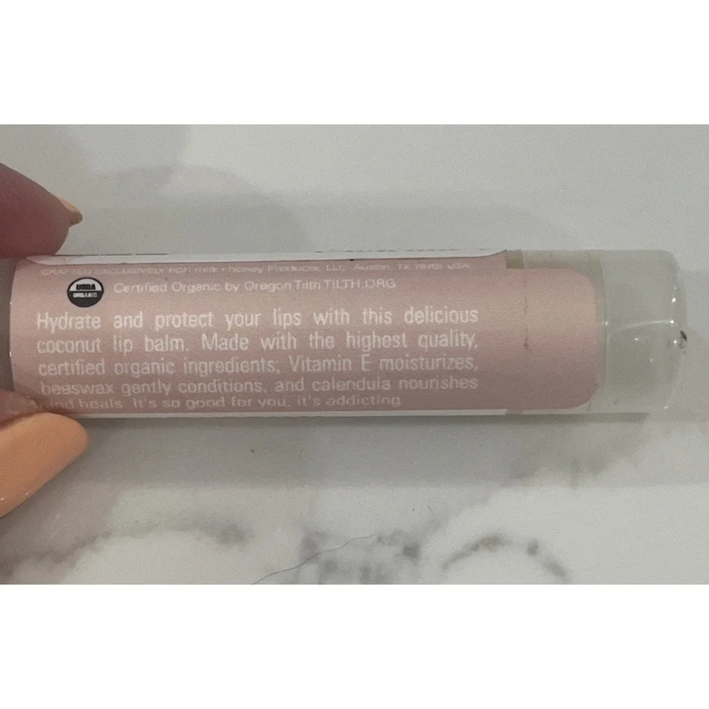 milk + honey Organic Hydrating Coconut Lip Balm Dry & Chapped Lips 0.15 oz NEW